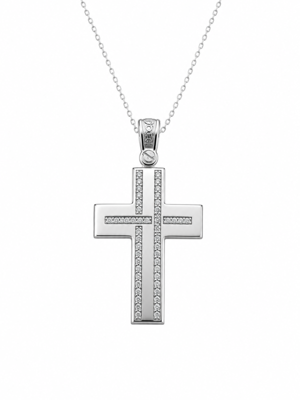 ΛΕΥΚΟΧΡΥΣΟΣ ΣΤΑΥΡΟΣ Κ14 ΜΕ ΛΕΥΚΑ ΖΙΡΓΚΟΝ ΚΩΔ.4925