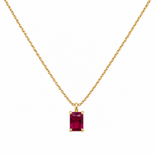 Χρυσό Κολιέ 14Κ με Μονόπετρο Μενταγιόν Emerald Cut Ζιργκόν 6973