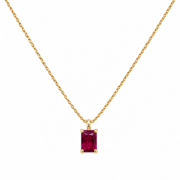 Χρυσό Κολιέ 14Κ με Μονόπετρο Μενταγιόν Emerald Cut Ζιργκόν 6973