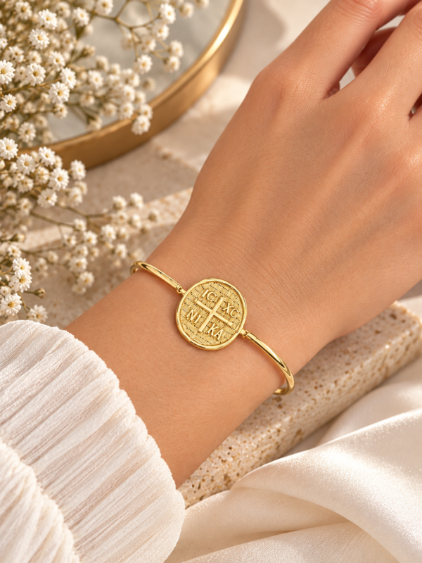Χρυσό Βραχιόλι 14K με Μοτίφ IC XC NIKA 6417