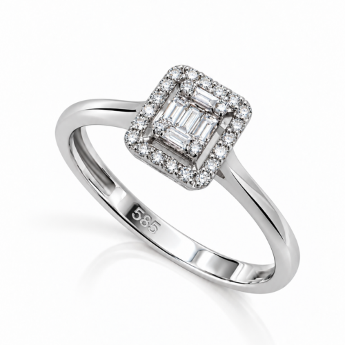 Λευκόχρυσο Δαχτυλίδι 14Κ με Διαμάντια 0,19ct 8008646/7441