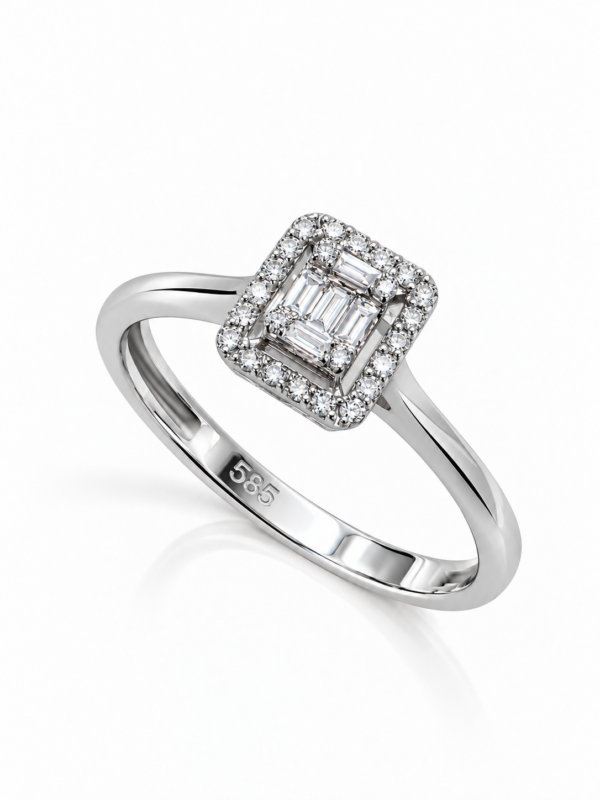 Λευκόχρυσο Δαχτυλίδι 14Κ με Διαμάντια 0,19ct 8008646/7441