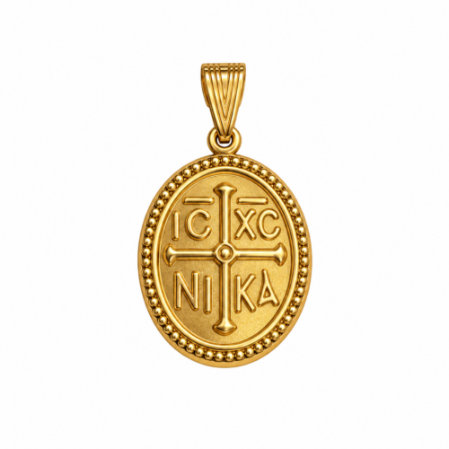 Χρυσό Φυλαχτό 9Κ IC XC NIKA σε Οβάλ Σχήμα 7110